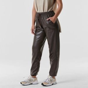Espresso Faux Leather Joggers